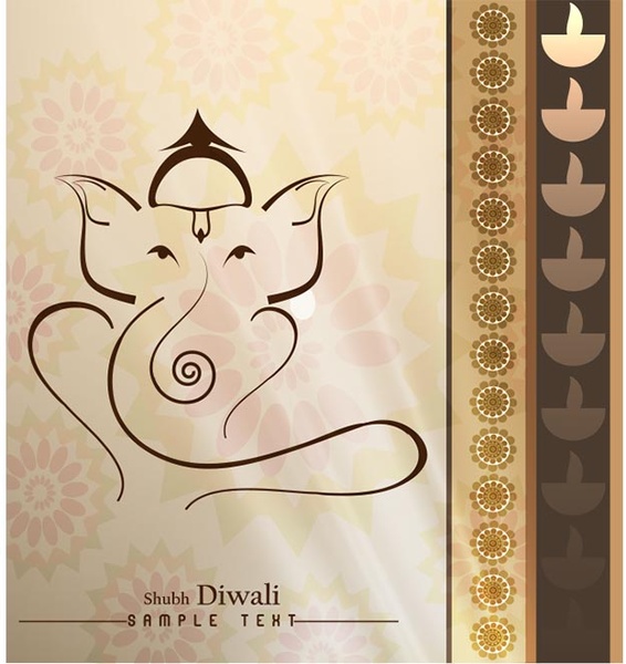 kostenlose Vektor Shubh Diwali Ganesha Grußkartenvorlage