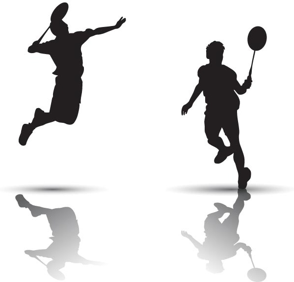 jogador de badminton de silhueta de vetor livre