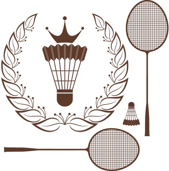 Free Vector Silhouette Badminton Racket And Shuttle