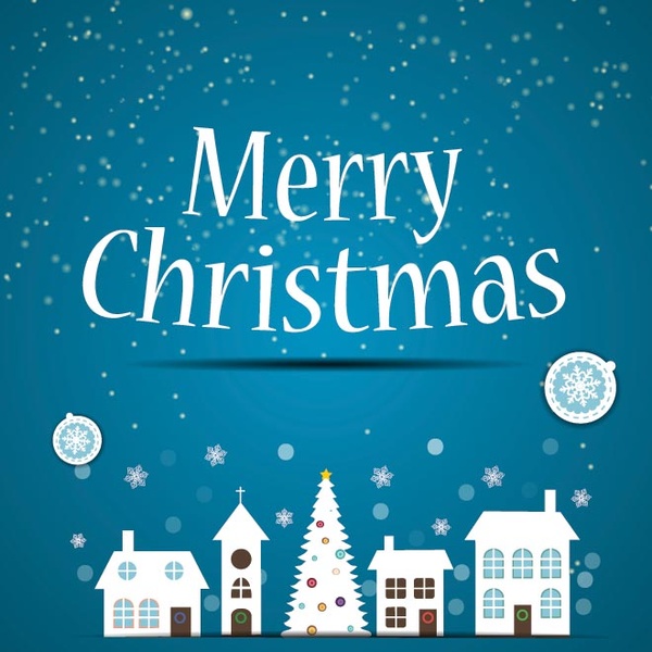 Free Vector Silhouette City Merry Christmas Poster