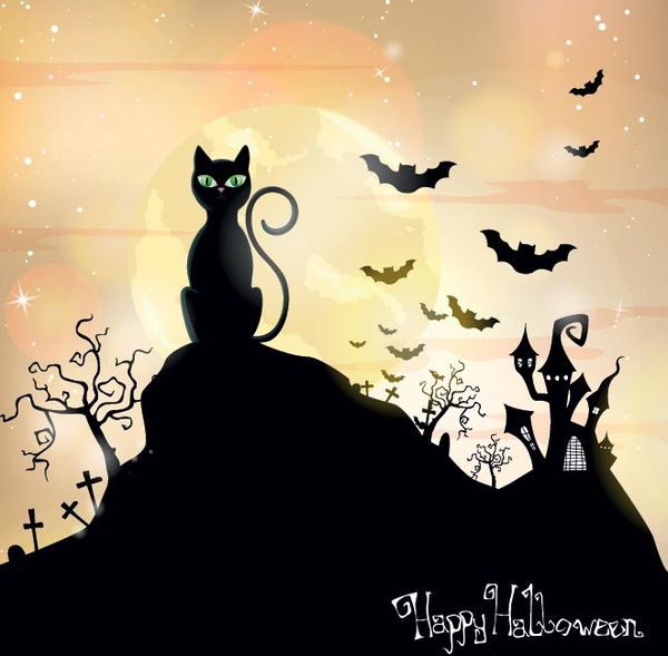 free Vector Silhouette Halloween wallpaper