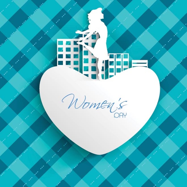Free Vector Silhouette White Woman On Heart Women8217s Day Greeting Card