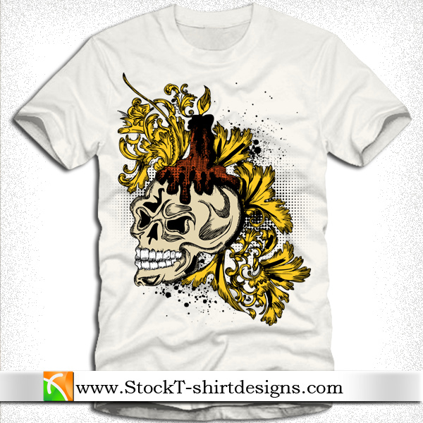 cráneo vector libre y diseño de camiseta floral