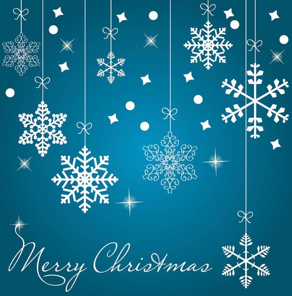 Free Vector Snowflake Hanging Christmas Greeting Card