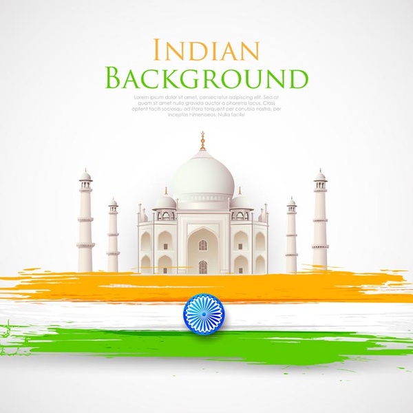自由向量泰姬陵與印度國旗中風