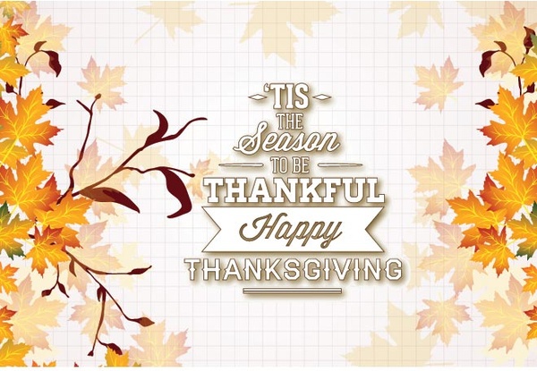 Free Vector The Season Thanksful Happy Thanksgiving Poster Maple Leaf Background
