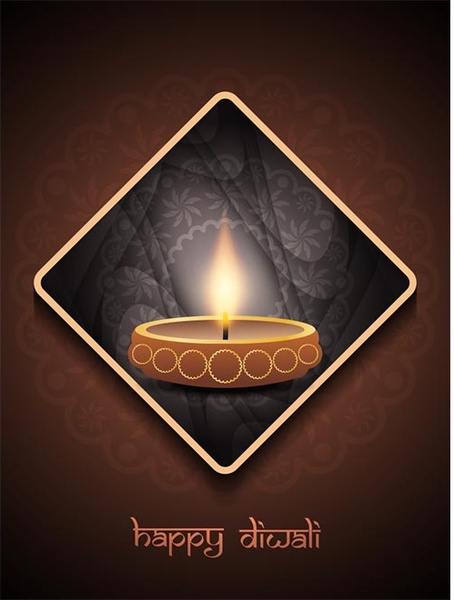 自由向量傳統印度教模式快樂排燈節賀卡範本