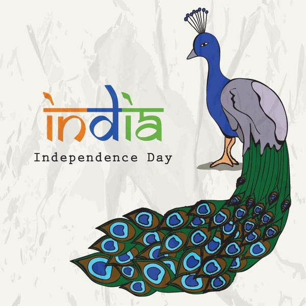 Бесплатные Векторные традиционных Павлин Индией независимости день шаблон