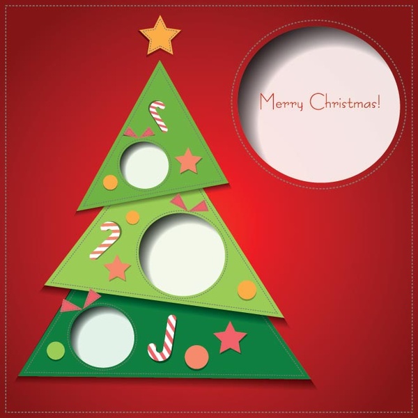 Free Vector Triangle Card Tree Christmas Greeting