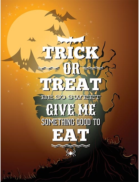 Free Vector Trick Or Treat Halloween Day Poster Template