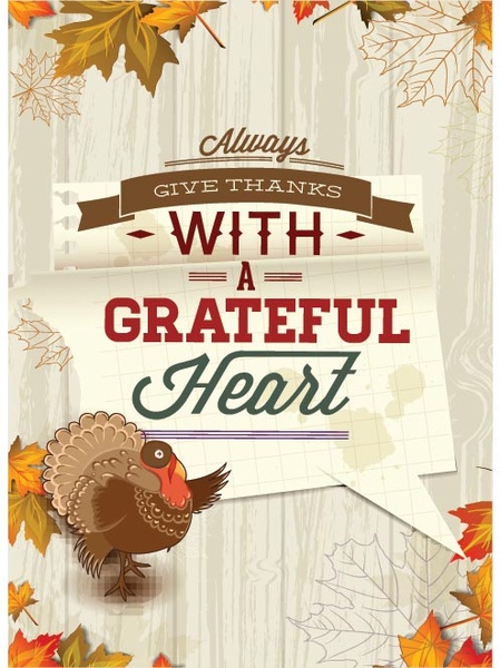 vektor gratis Turki burung greateful jantung thanksgiving kartu undangan