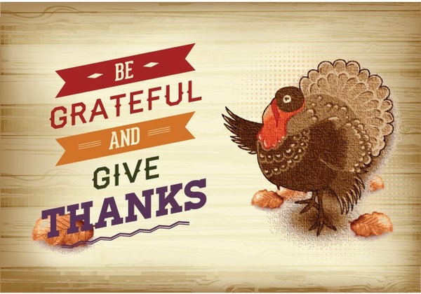 Free Vector Turkey Bird Sticker Grateful And Give Thanks Poster