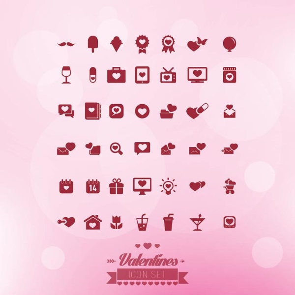 conjunto de icono de vector libre San Valentín día amor