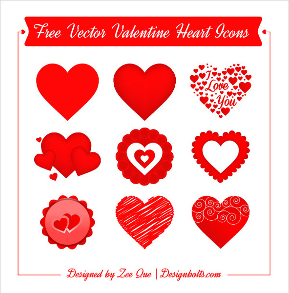 kostenlose Vektor Valentine Herz Symbole