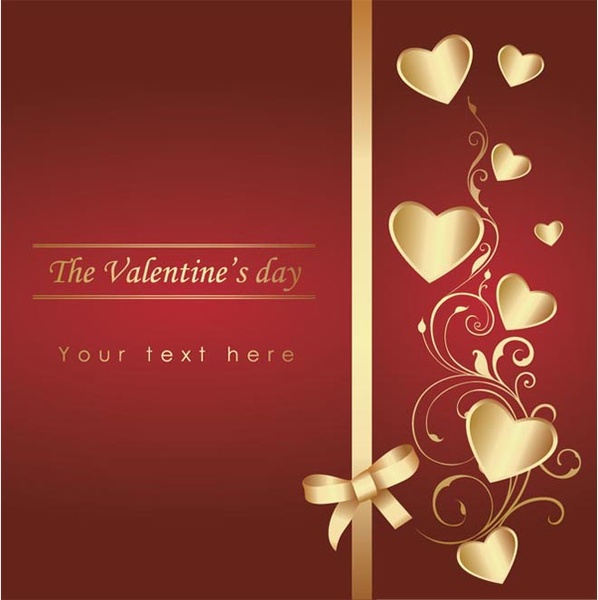 vetor livre valentine8217s arco com modelo de coração de ouro brilhante