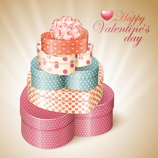kostenlose Vektor valentine8217s Tag-Geschenk-Box auf eleganten Hintergrund