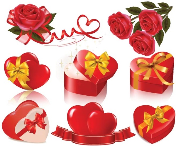 Бесплатные Векторные valentine8217s день любовь подарочный набор