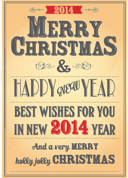 Free Vector Vintage Christmas8 New Year Typography Poster