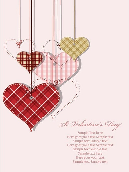 Bedava vektör vintage Kalp Sevgililer günü tebrik kartı