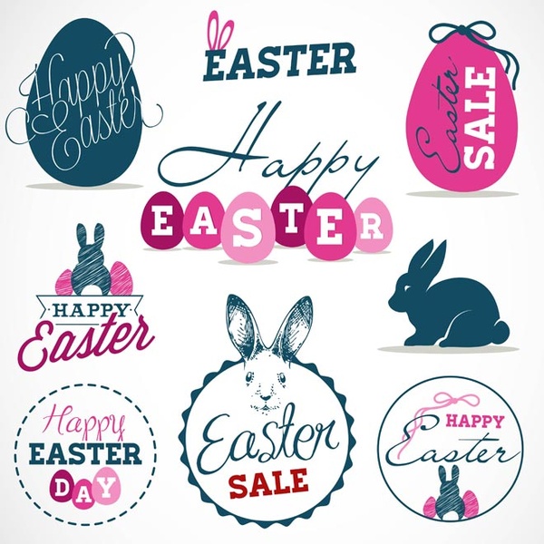 Free Vector Vintage Style Easter Labels And Badge