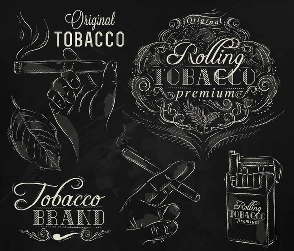 Bedava vektör vintage tütün sigara sigara tipografi tasarım öğeleri