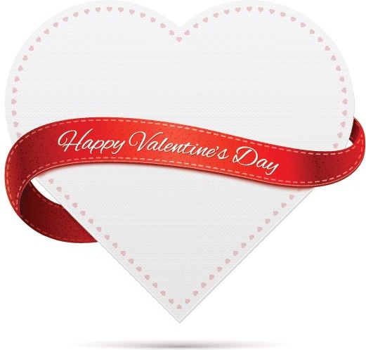 Free Vector White Heart Shape With Valentine8217s Ribbon Around