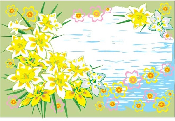 vektor gratis warna cerah kuning bunga frame