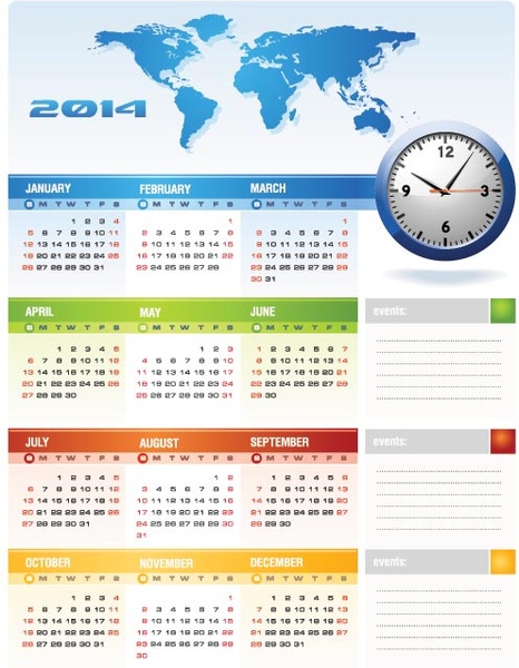 modelo de calendário de eventos corporativos vector14 grátis