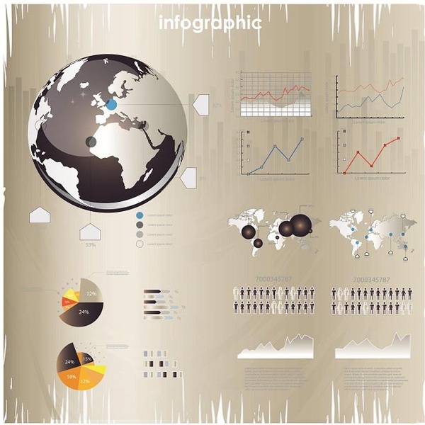 kostenlose Vektor 3d braun Globus Grafik und Design Elemente Infografik