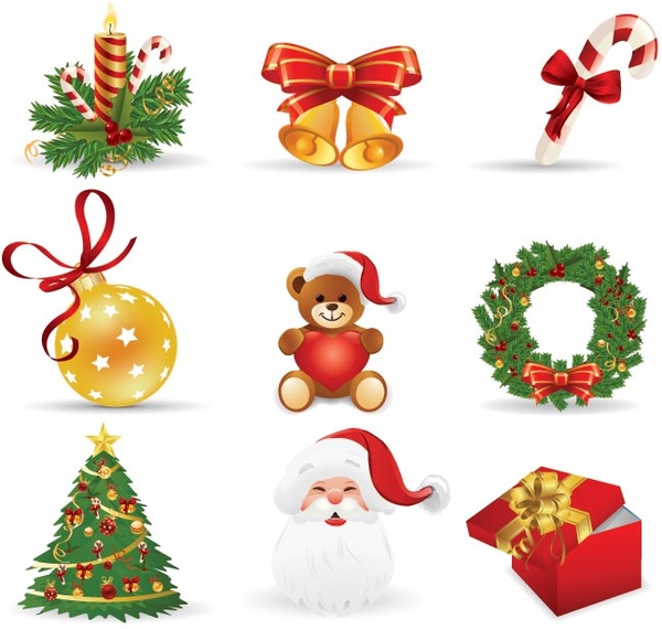 conjunto de icono de Navidad 3d vector gratis