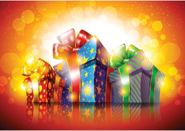 kostenlose Vektor Geschenk Box Weihnachten elegante 3D-Hintergrund