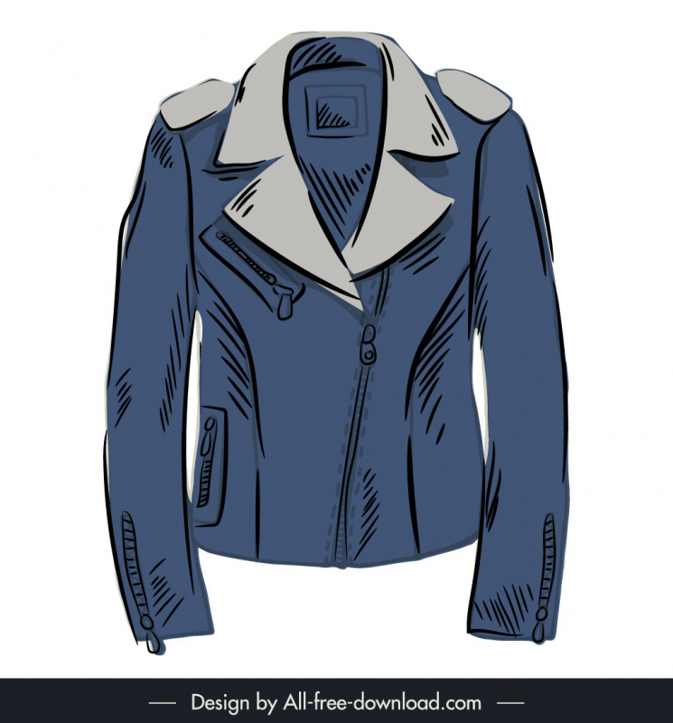 Французский модный стиль кожаная куртка шаблон классический нарисованный от руки контур
