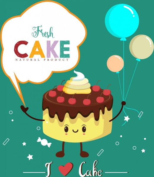 frischen Kuchen Werbung stilisierte Ikone Cartoon-design