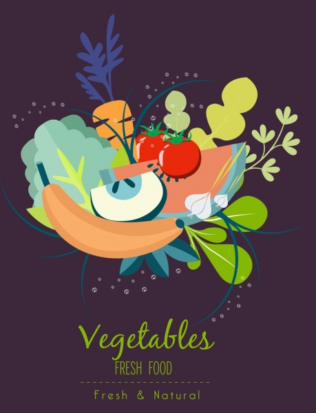新鲜食品广告横幅蔬菜水果图标装饰