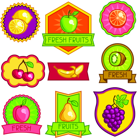 frisches Obst Etiketten Vektor-design