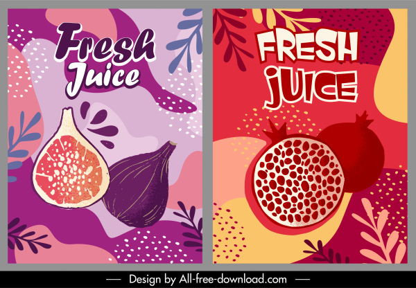 plantilla de póster de fruta fresca boceto plano retro dibujado a mano