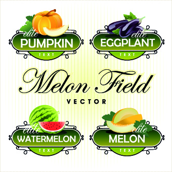 frisches Obst und Gemüse-Etiketten-Vektor