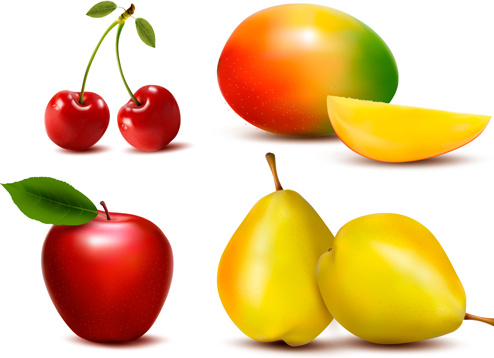 buah-buahan segar realistis vektor