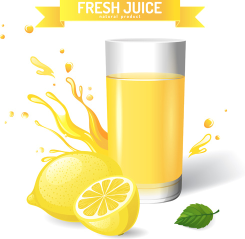 vecteur de conception créative de jus de citron frais