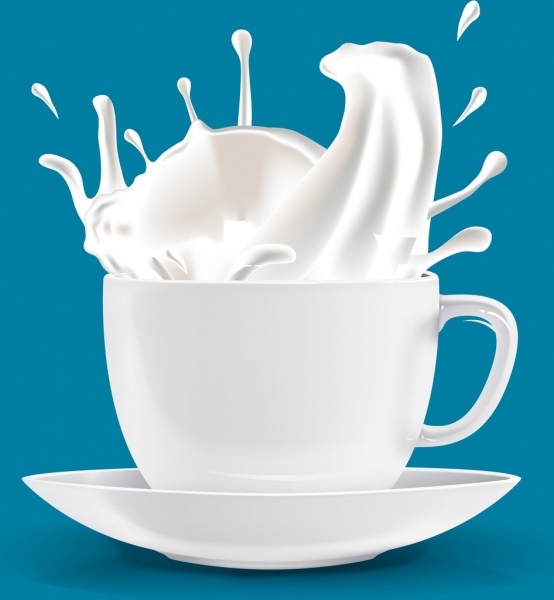 นมสดสีขาวแบนเนอร์โปรโมชั่นสาดตกแต่งถ้วย