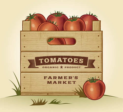 vector de cartel tomate fresco estilo retro