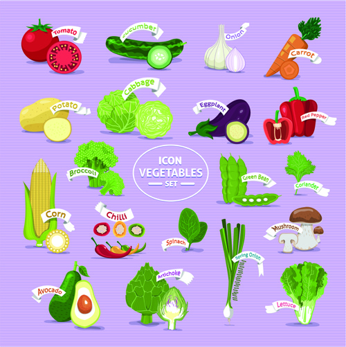 vector de iconos creativos de verduras frescas