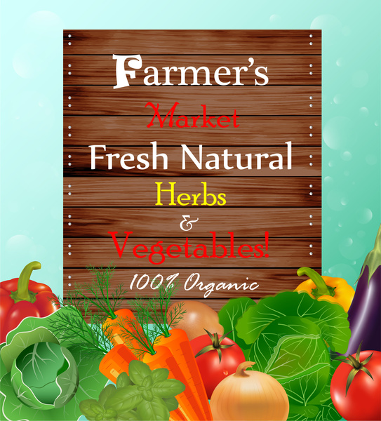 sayuran segar promosi banner ilustrasi dengan gaya realistis