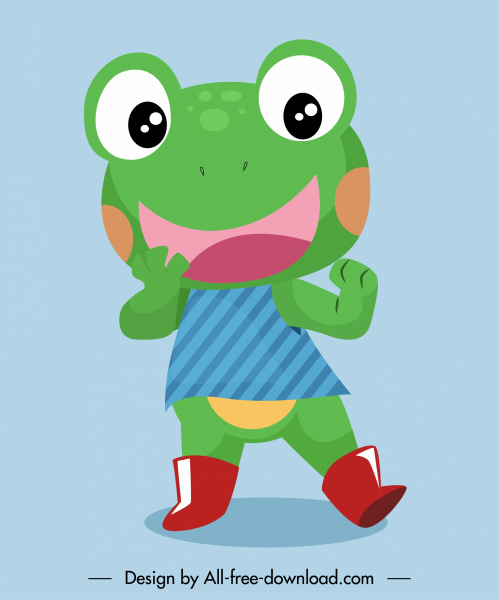 kurbağa karikatür karakter simgesi sevimli stilize eskiz