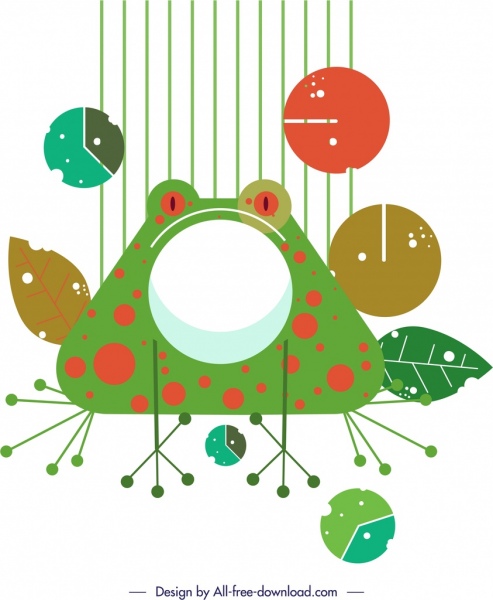 renkli düz retro tasarım boyama kurbağa simgesi
