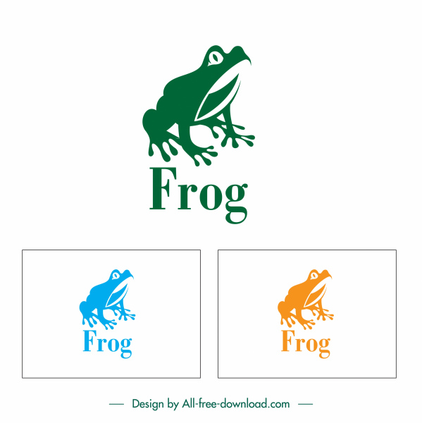 Frosch Logo Vorlage flach handgezeichnet Silhouette Skizze