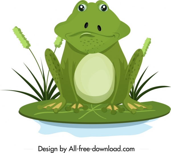 katak hewan liar ikon hijau desain karakter kartun