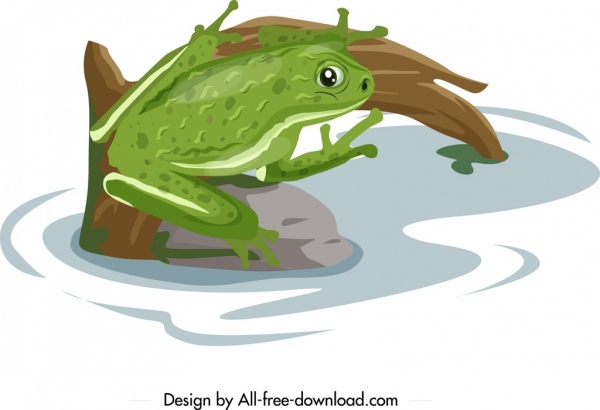 青蛙野生動物繪畫彩色卡通素描