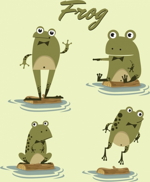 żaby ikon kolekcji stylizowany kreskówka projektu