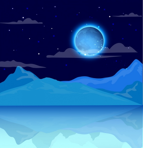 Paisaje de fondo brillante luna de hielo congelado mar iconos